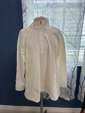 Athleta White Quarter-Zip Pullover Poplin Jacket